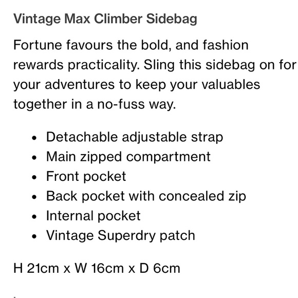 BNWT - Superdry Vintage Max Climber Sidebag - black - o/s - Picture 7 of 14